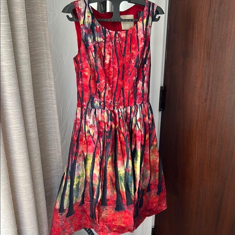 Vibrant Multicolor Fall Tree Sleeveless Dress